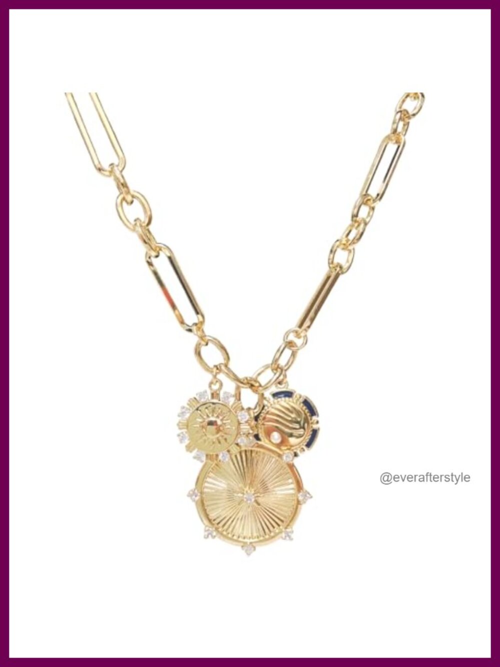 18K Gold Plated Brass Choker Necklace Sun Mountain Pendant